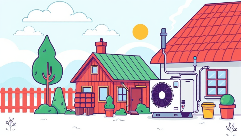 미래 난방 시장 변화와 공기열 히트펌프의 중요성 (cartoon 스타일)