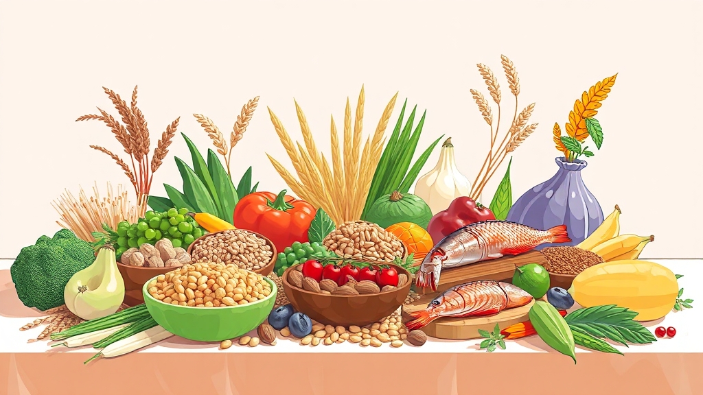 셀레늄 풍부한 식품 (illustration 스타일)