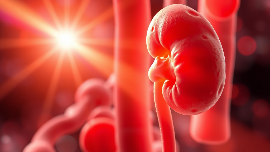 다낭성 신장 질환의 원인과 유전적 요인 (realistic 스타일)