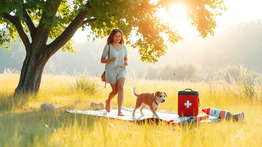 산책 시 주의사항 (watercolor 스타일)