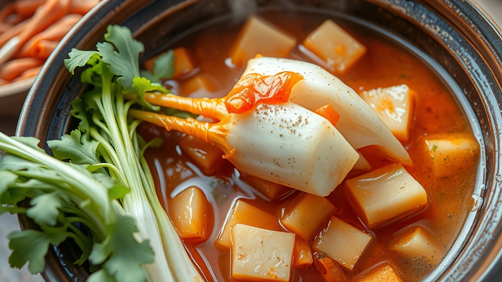 무 절이기: 아삭함의 비결 (realistic 스타일)