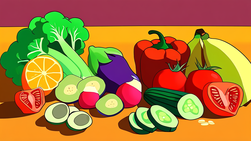 장 편안하게 하는 12가지 추천 음식 총정리 (cartoon 스타일)