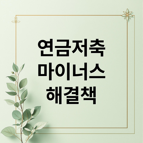 연금저축
마이너스
해결책 (연금저축 수익률 마이너스)
