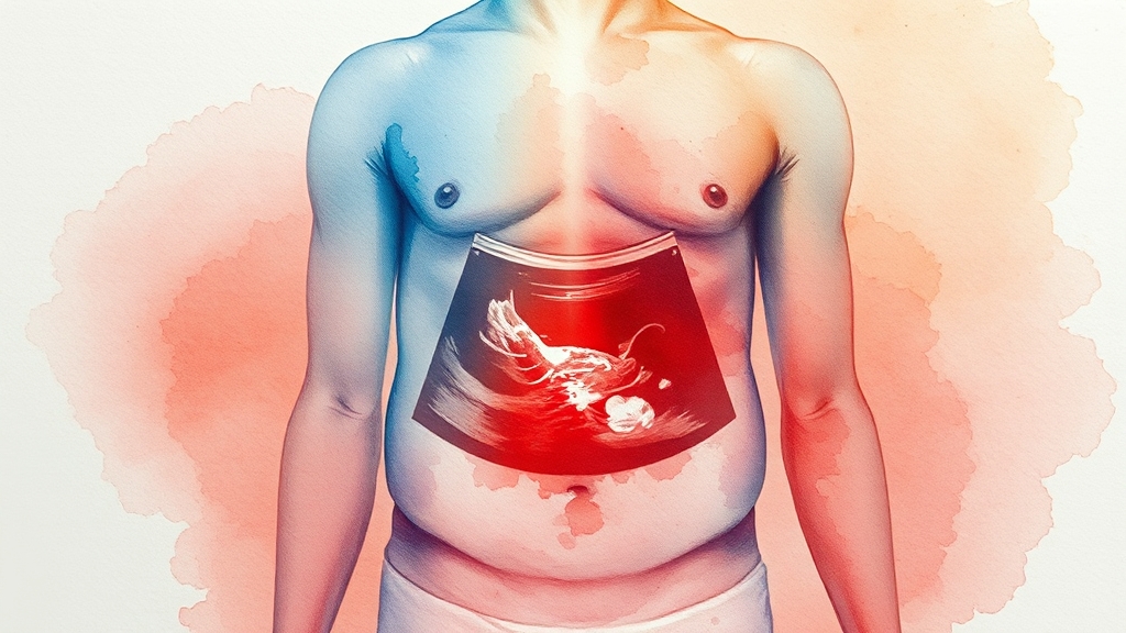 복수의 주요 증상과 진단 (watercolor 스타일)