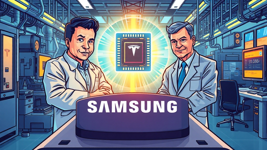 테슬라 AI 반도체 계약 분석 (cartoon 스타일)