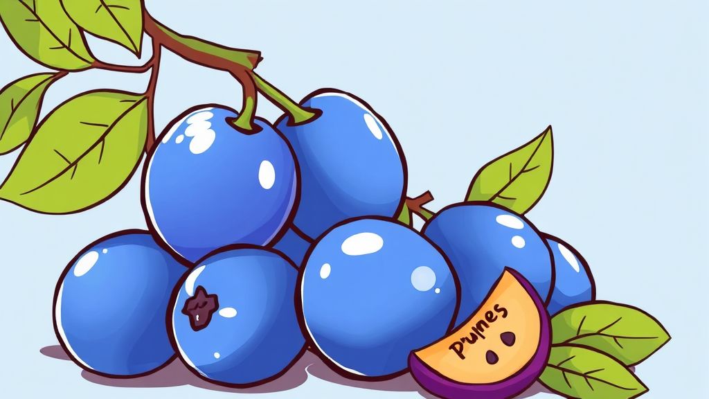 푸룬의 놀라운 영양 성분과 장 건강 효능 (illustration 스타일)