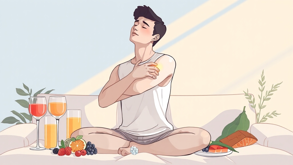 통증 완화 생활 습관 (illustration 스타일)