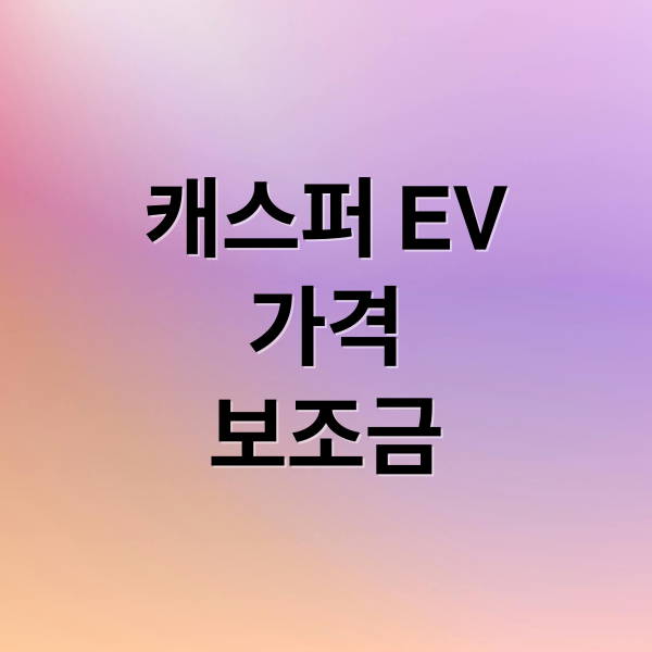 캐스퍼 EV
가격
보조금 (캐스퍼 일렉트릭 EV 가격 보조금)