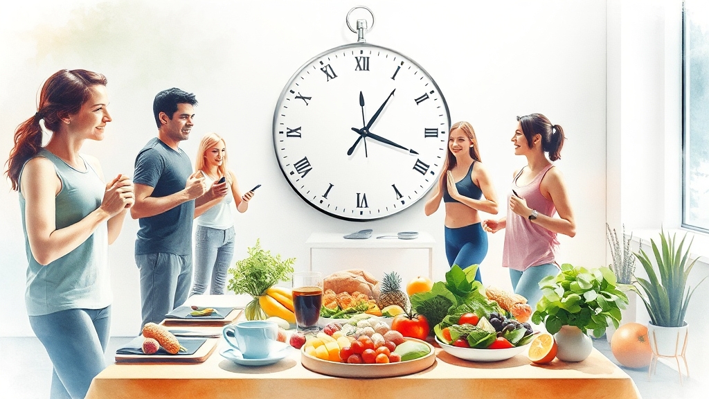 16:8 간헐적 단식 실천 가이드 (watercolor 스타일)