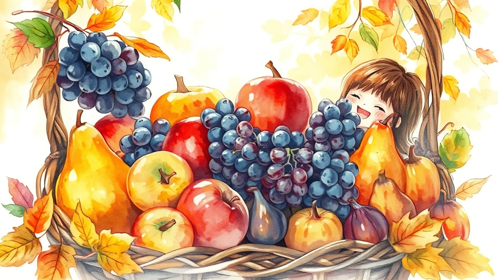 건강과 환경을 생각하는 제철 과일 소비 (watercolor 스타일)