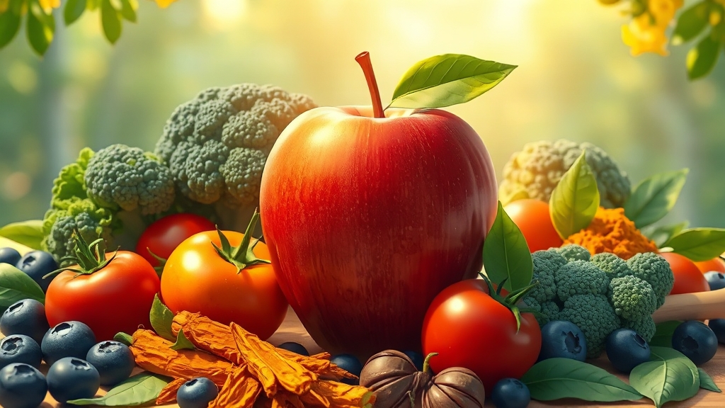 항산화 성분, 암 예방의 핵심 (illustration 스타일)