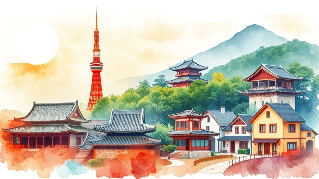 경기도 대표 관광지 TOP 10 (watercolor 스타일)