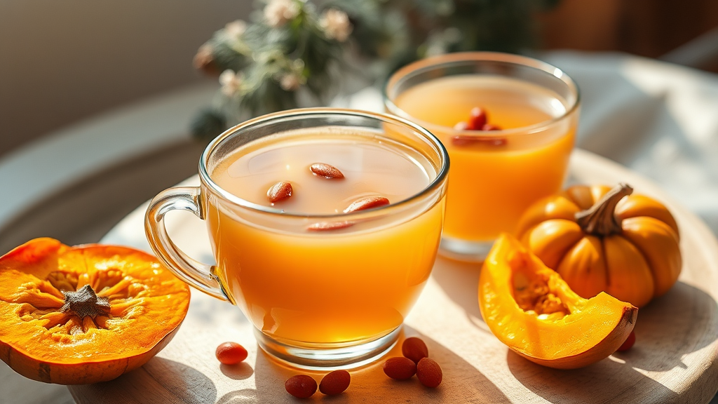 호박팥차 주요 효능 (realistic 스타일)