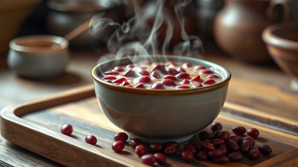 팥 준비 및 삶는 법 (realistic 스타일)