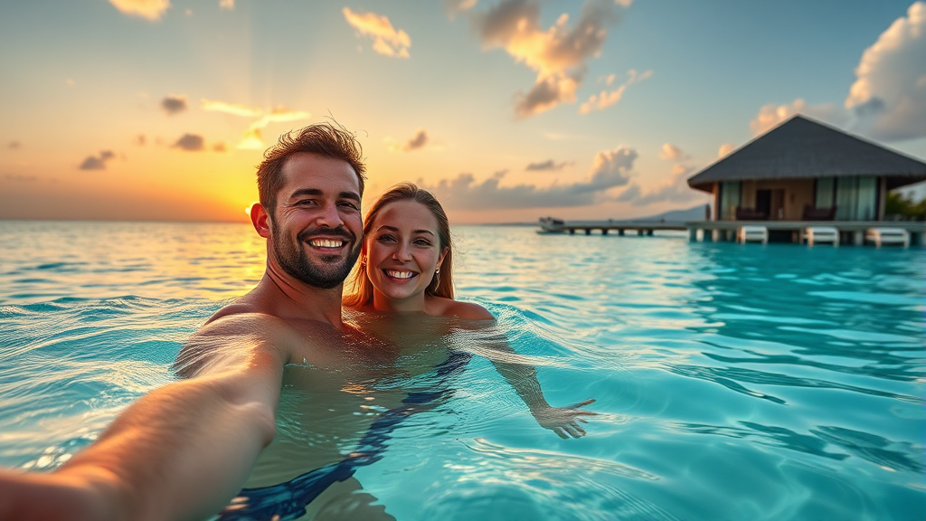 2025년 신혼여행 트렌드 분석 (realistic 스타일)