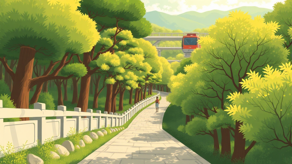 화담숲 모노레일 추천 코스 및 관람 동선 (illustration 스타일)