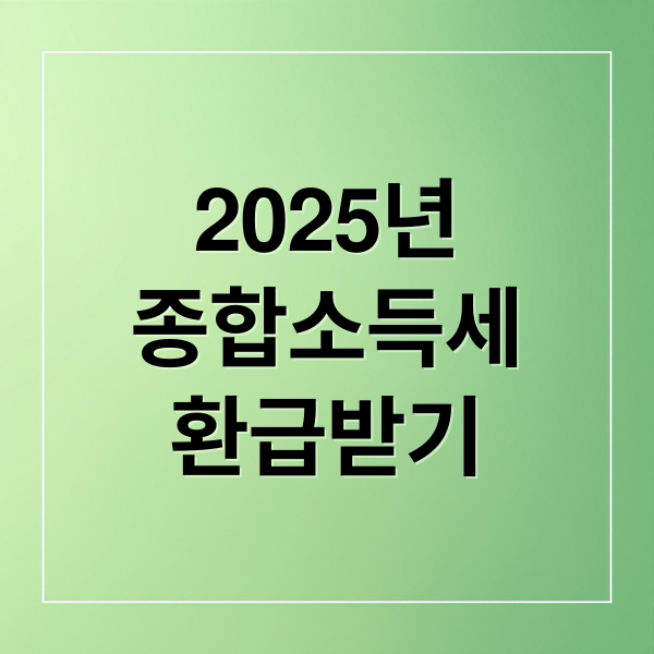 2025년
종합소득세
환급받기 (종합소득세 환급 신청)