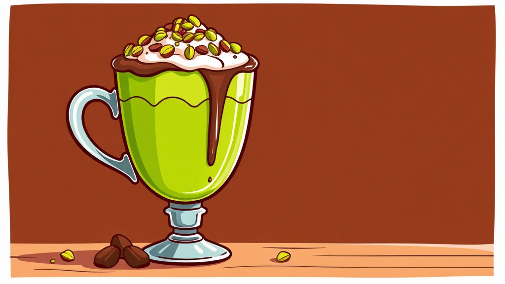 두바이 초콜릿 말차: 이국적인 조화의 달콤함 (cartoon 스타일)