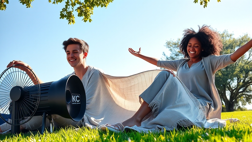 휴대용 선풍기 선택 가이드: 성능, 안전, 활용도 (realistic 스타일)