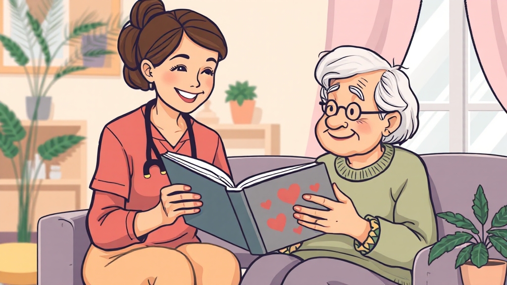 요양보호사의 역할과 업무 (cartoon 스타일)