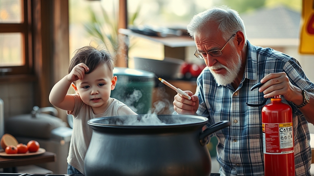 화상 예방을 위한 생활 수칙 (realistic 스타일)