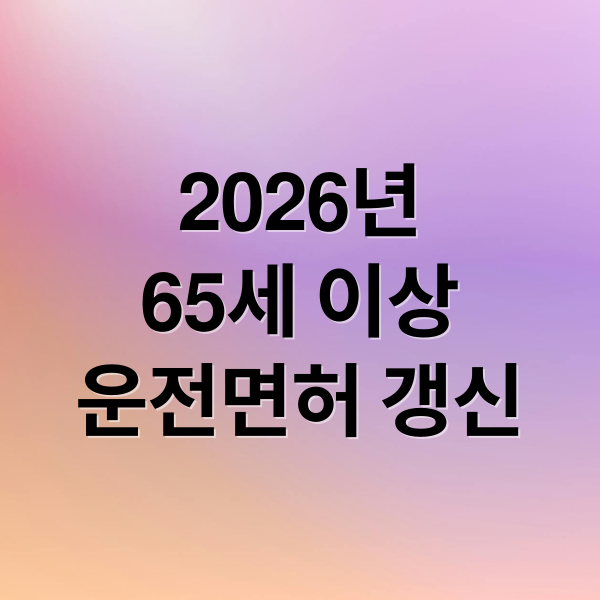 2026년
65세 이상
운전면허 갱신 (2026 만 65세 이상 운전면허 갱신 주기)