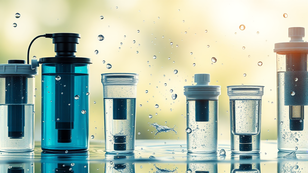 정수기 필터 종류와 기능 (realistic 스타일)