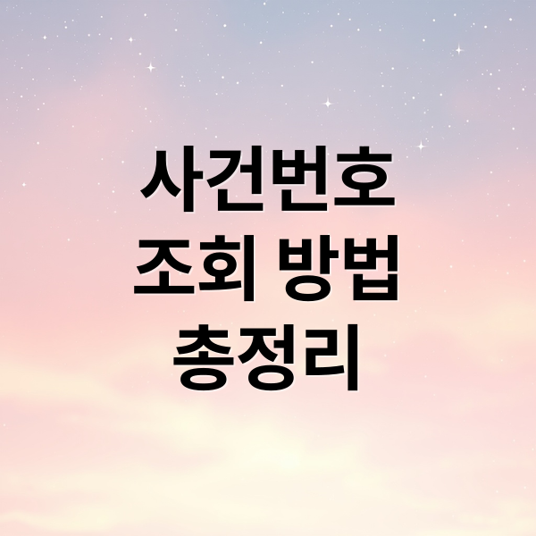 사건번호
조회 방법
총정리 (법원, 경찰 사건번호 조회 방법 비교 정리)