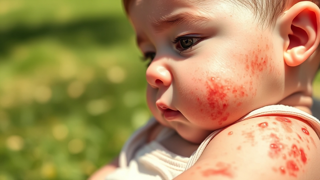 땀띠 원인과 증상 (realistic 스타일)