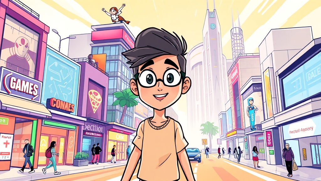 메타버스의 주요 활용 분야와 실제 사례 (cartoon 스타일)
