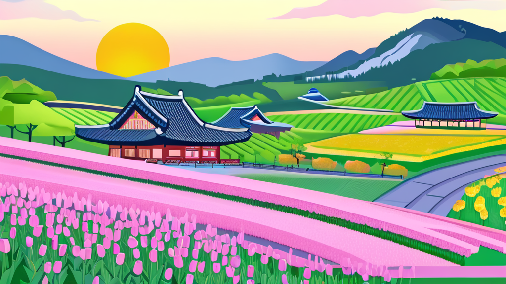 축제와 함께 즐기는 순천 여행: 숙소 및 주변 정보 (illustration 스타일)