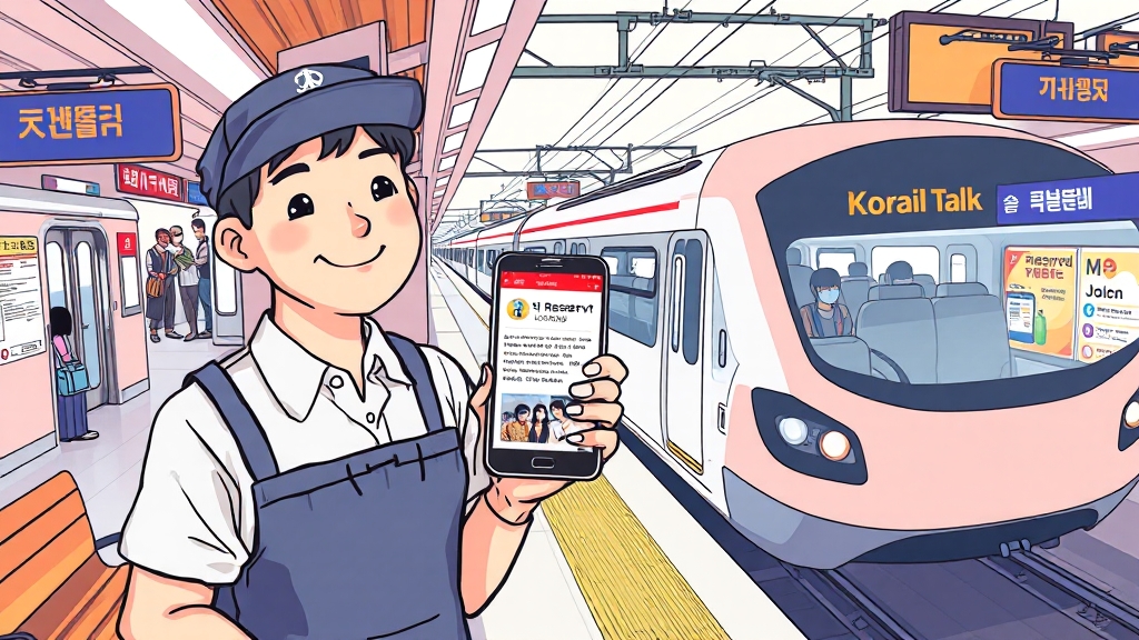 코레일톡 앱 활용법 (cartoon 스타일)