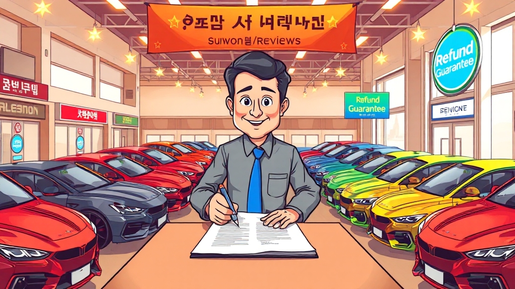 믿을 수 있는 중고차 매매사이트, 어떻게 고를까? (cartoon 스타일)