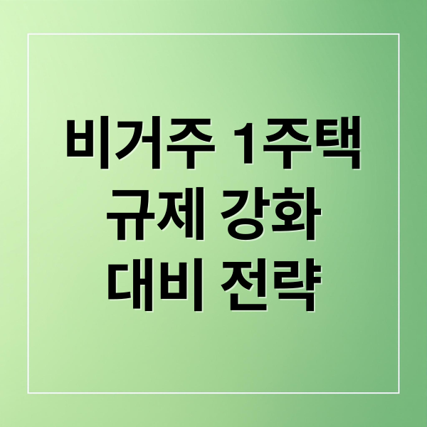 비거주 1주택
규제 강화
대비 전략 (비거주 1주택 규제)