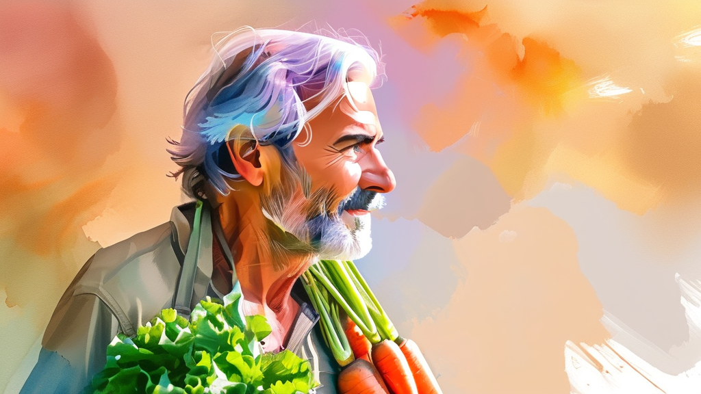 남성 갱년기 극복을 위한 식습관과 운동 (watercolor 스타일)