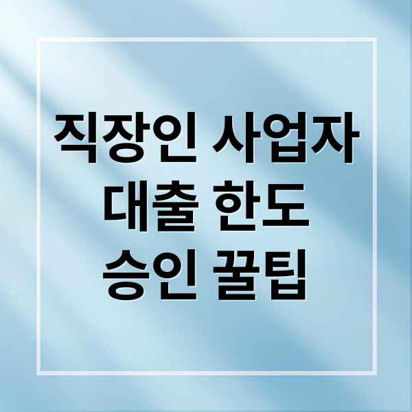 직장인 사업자
대출 한도
승인 꿀팁 (직장인 신용대출 한도 승인, 아파트 담보대출 한도 계산법, 개인사업자 법인사업자 대출 차이)