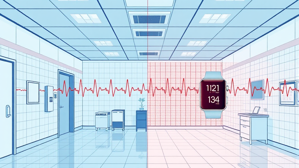 병원 심전도와 스마트워치, 무엇이 다를까요? (illustration 스타일)