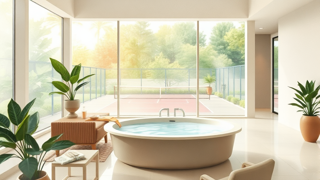 체험숙박 시설 및 환경 (watercolor 스타일)