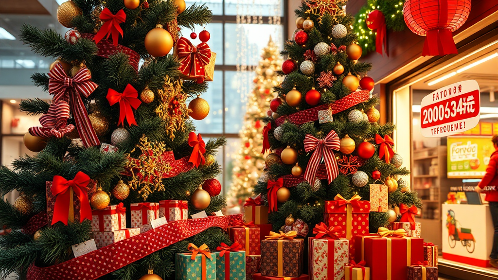 크리스마스 선물 관련 이벤트 및 할인 정보 (realistic 스타일)