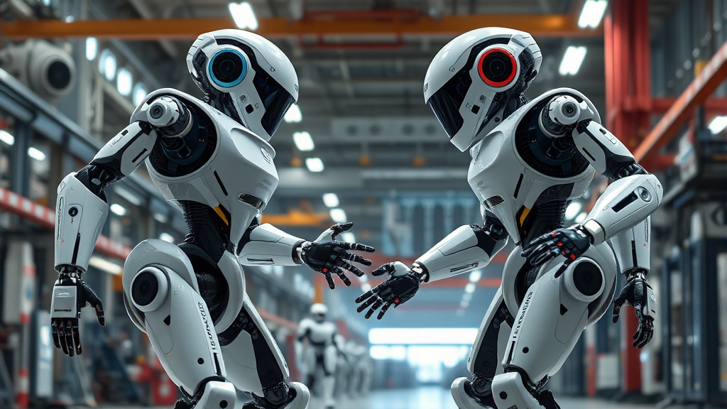 로봇 기술 경쟁 현황 및 과제 (realistic 스타일)