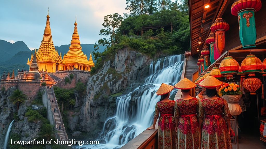 라오스 인기 여행지 소개 (realistic 스타일)