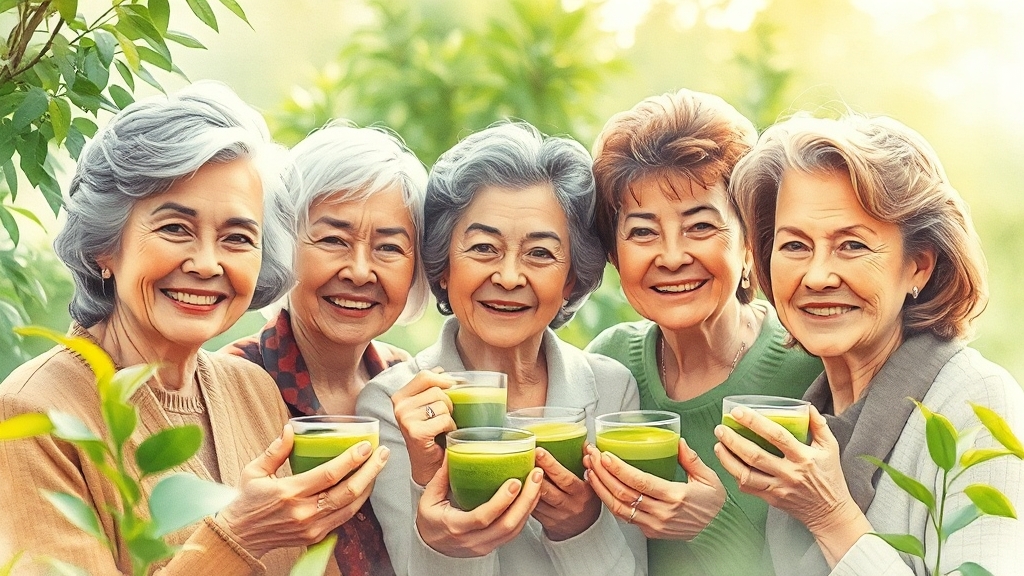 말차의 주요 성분과 효능 (watercolor 스타일)