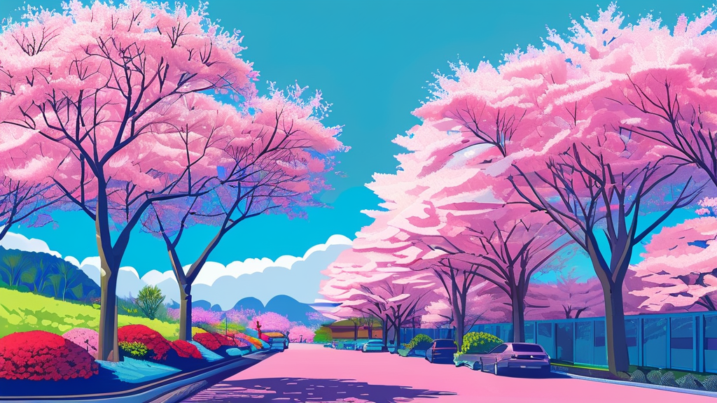 기후 변화와 벚꽃 개화 (cartoon 스타일)