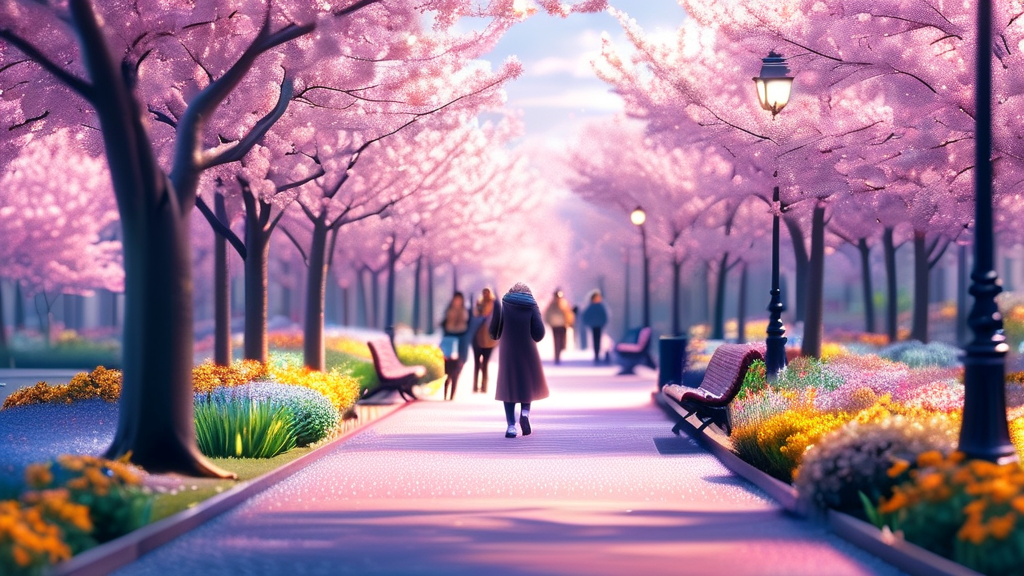 벚꽃 감상 시 주의사항 및 에티켓 (realistic 스타일)