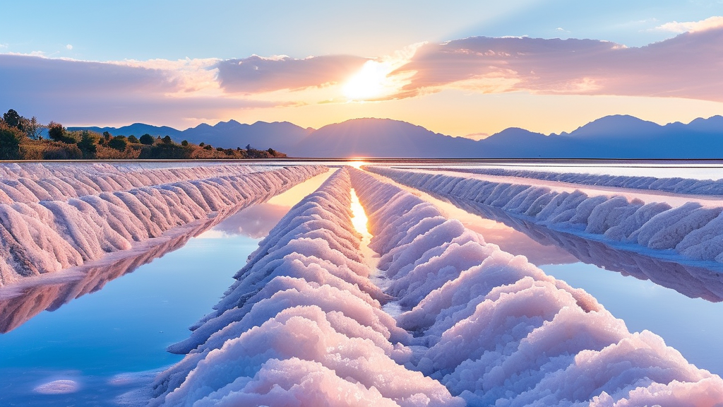 신안 천일염, 특별함의 시작: 생산 과정과 특징 (watercolor 스타일)