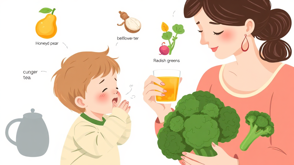 기관지에 좋은 음식 BEST 5 (illustration 스타일)