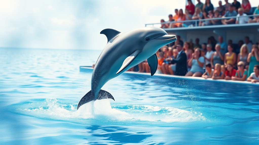 돌고래 쇼, 놓치지 마세요! (watercolor 스타일)