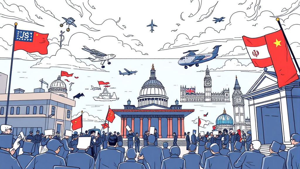 국제, 미-중 갈등 격화 (illustration 스타일)