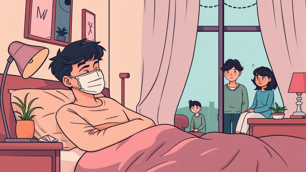 A형 독감 격리 기간 및 생활 수칙 (illustration 스타일)