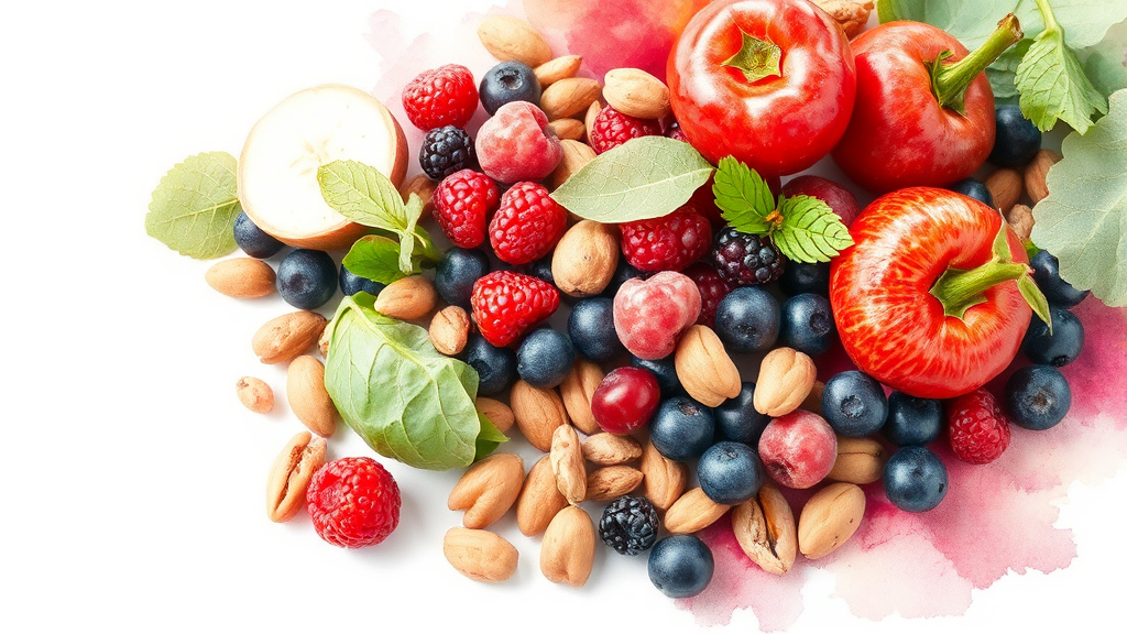 식이섬유 풍부한 채소와 과일, 내장 지방 빼는 데 얼마나 도움이 될까? (watercolor 스타일)